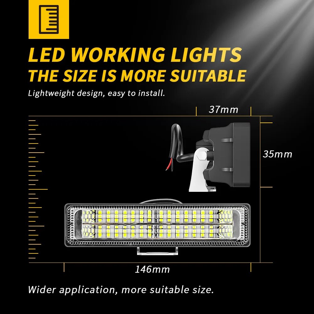 Barre lumineuse de travail à LED, lampe d'inondation, conduite, antibrouillard, tout-terrain, Ford, Toyota, SUV, faisceaux versiled, nouveau, 28LED, 84W, 9-80V
