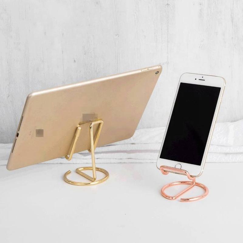 1PC Metal Lazy Wire Mobile Phone Portable Holder Gold For Ipad Mobile Phone Universal Storage Rack Accessories Desk Decoration