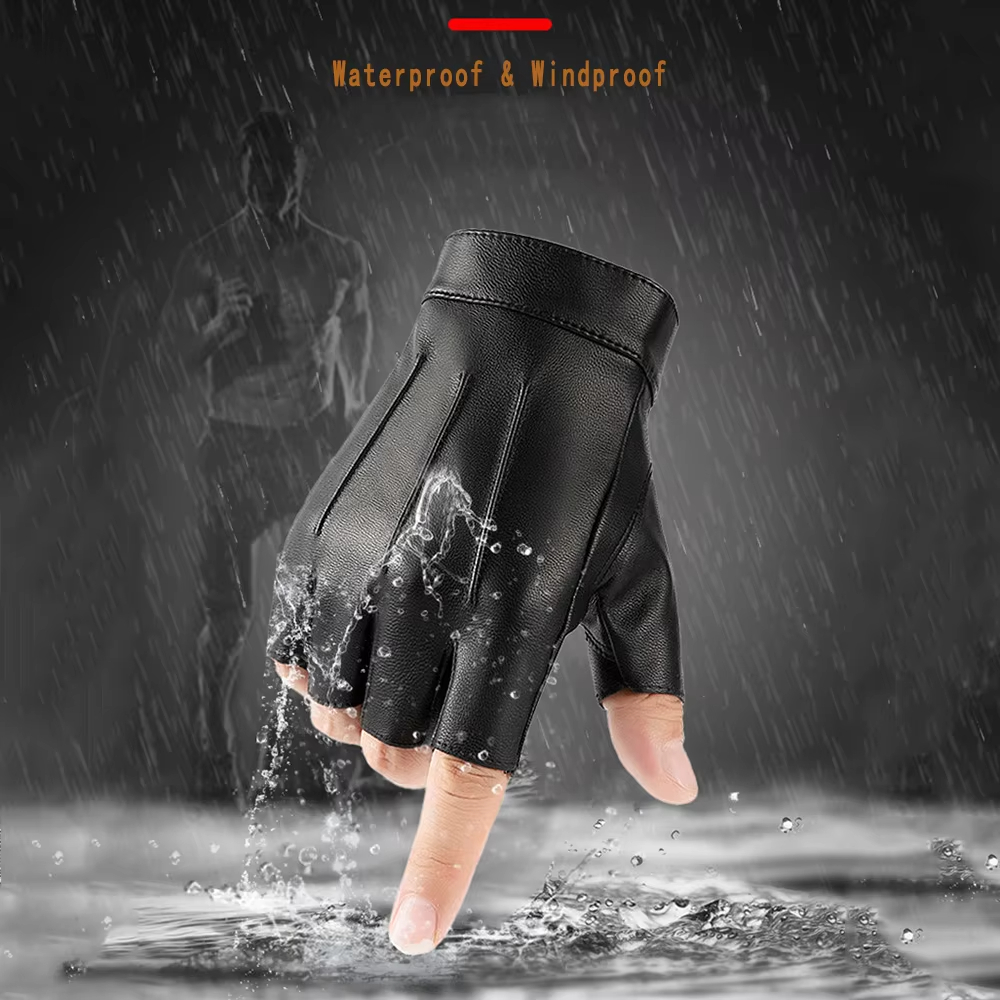 Männer Frauen PU Leder Handschuhe Liebhaber Fingerlose Fäustlinge Schwarz Halb Finger Outdoor Taktische Herren Leder Fahren Handschuhe