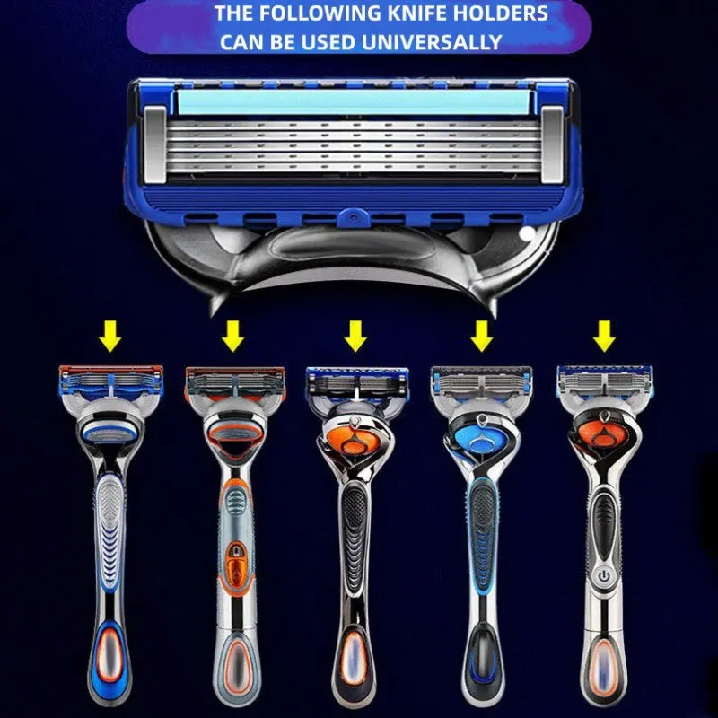 8 PCS Manual Razor For Men Five Layers Blade Without Knife Holder Stainless Steel Razor Blades No Skin Damage Old Style Shaver