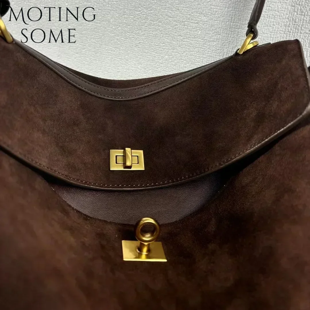 Motingsome-女性用スエードレザーバッグ,ショルダーバッグと財布,高級デザイナーバッグ,シックなファッション,新しいコレクション2024
