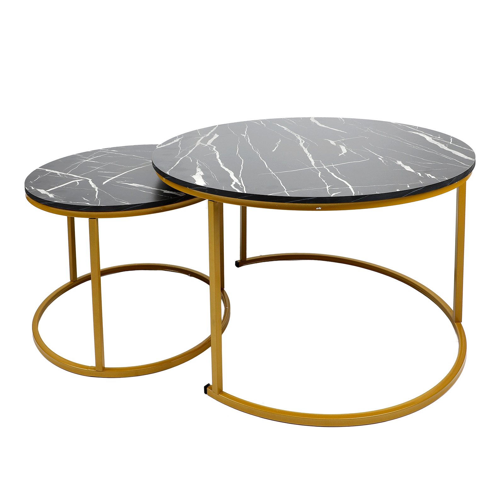 Stapelbarer runder Beistelltisch, robust, flexibel, moderner Look, platzsparend, exquisites Kunsthandwerk, rundes Couchtisch-Set für Wohnzimmer