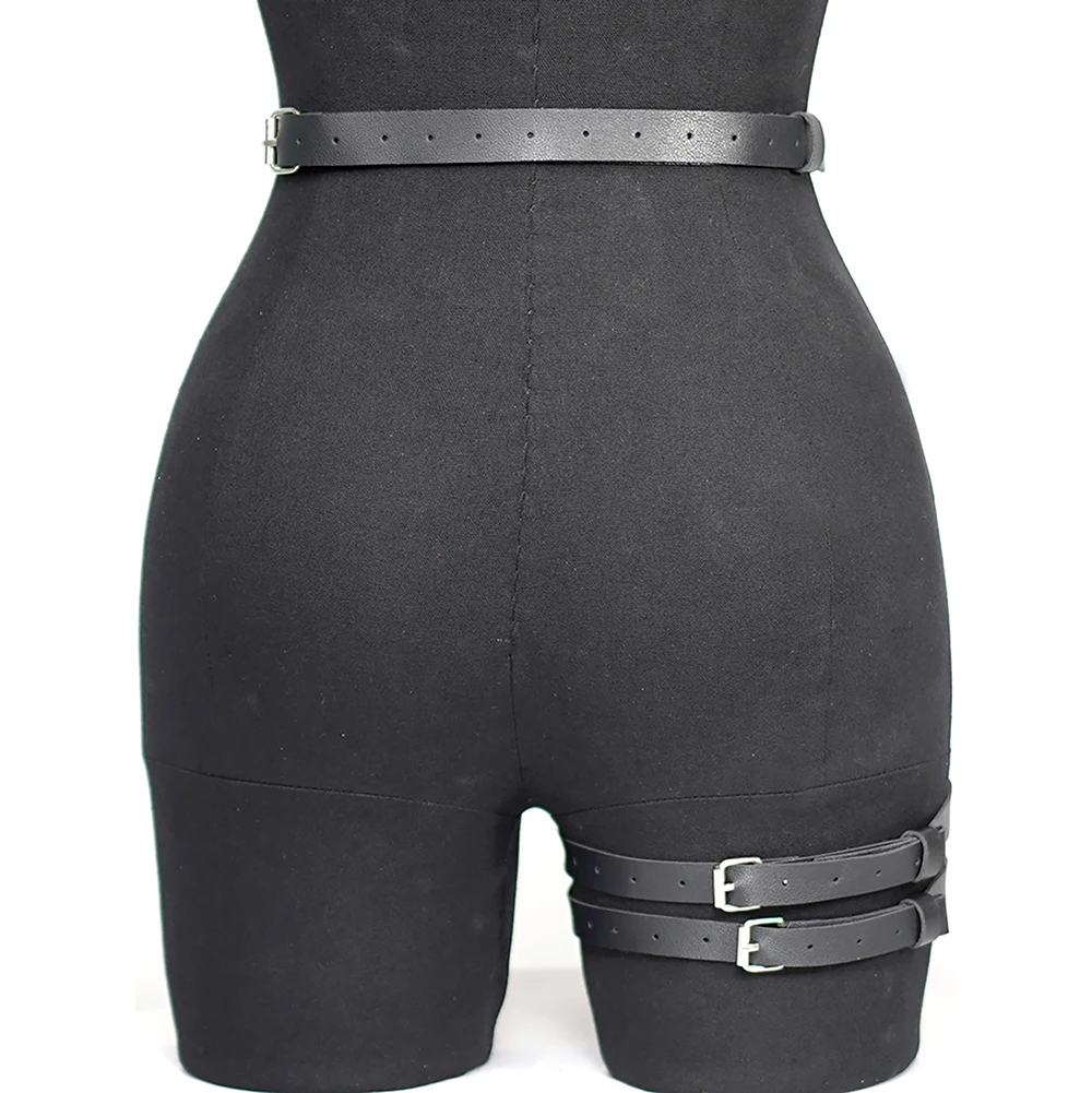 Modieuze dames Pu lederen beenharnas Body Harnas Borst Punk Gothic Been Kousenband Riemen Gothic Taille Riem Kleding Accessor