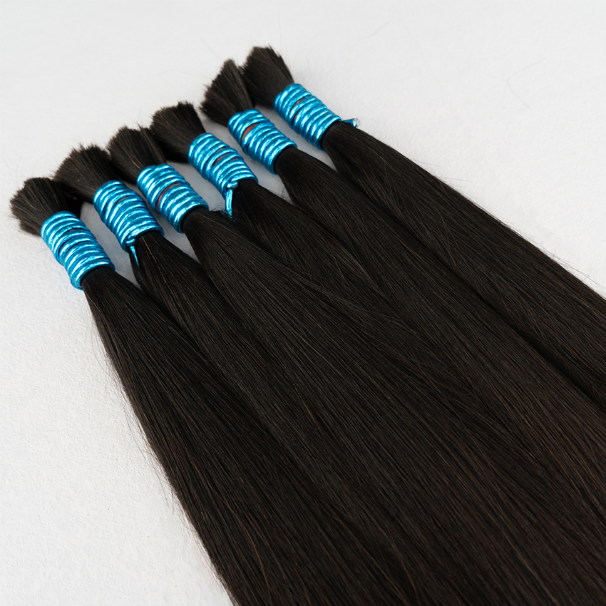 100% จริงไม่มี Weft Human Hair Extensions สําหรับผู้หญิง Remy Human Hair Bulk ที่ยังไม่ได้ธรรมชาติ Virgin อินเดียผม Braiding Original