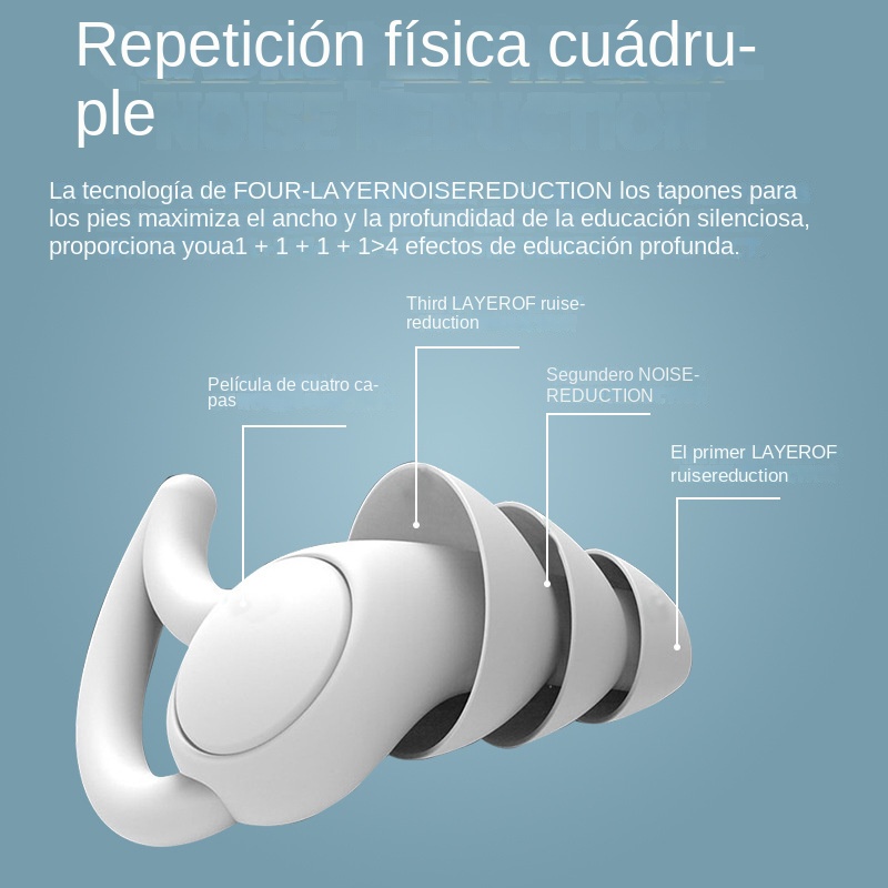 Tapones para los oídos insonorizados de silicona blanca de tres capas, tapones para los oídos impermeables para natación, reducción de ruido para dormir