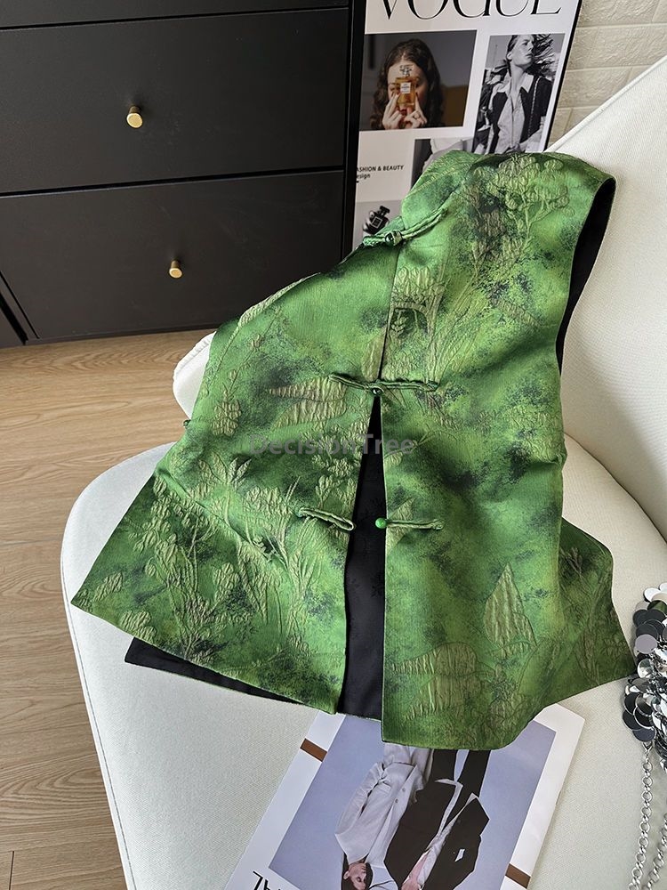 2025 estilo retro chinês literatura arte bordado jacquard colete clássico temperamento versátil colete na moda graciosa singlet