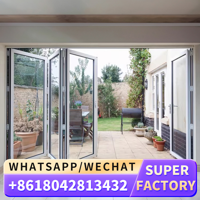 Porta dobrável de vidro dobro da porta dobrável de alumínio comercial