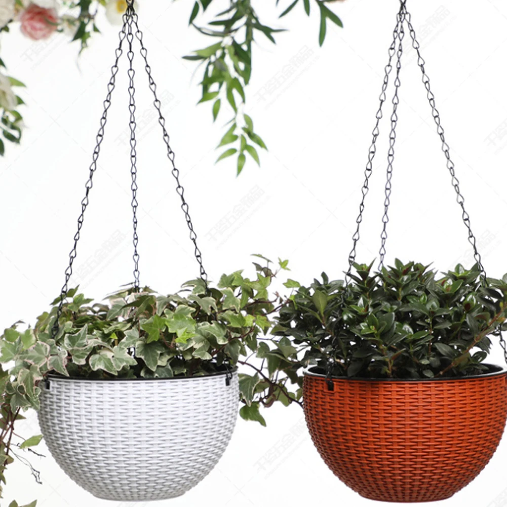 40 cm Nachahmung Rattan Hängenden Korb Blumentopf Kette Mit 3 Haken Becken Hydrokultur Pflanzen Pflanze Wachsen Becken Hause garten Dekor