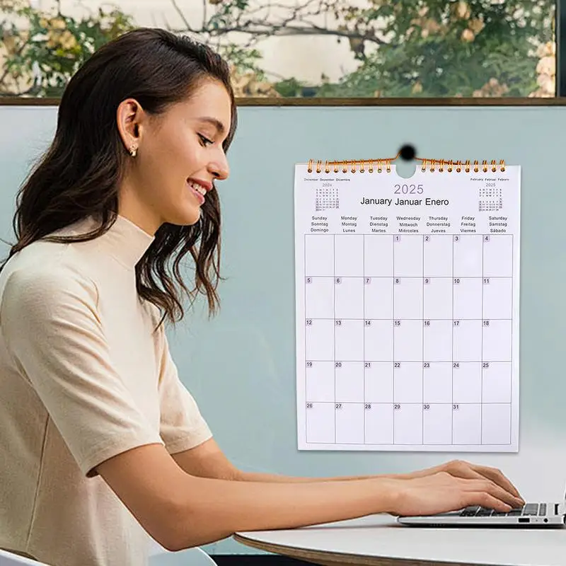 2025 Wall Daily Monthly Calendar Home Hanging Record Form Appointment Planning Monthly Paper Family With ES DE EN