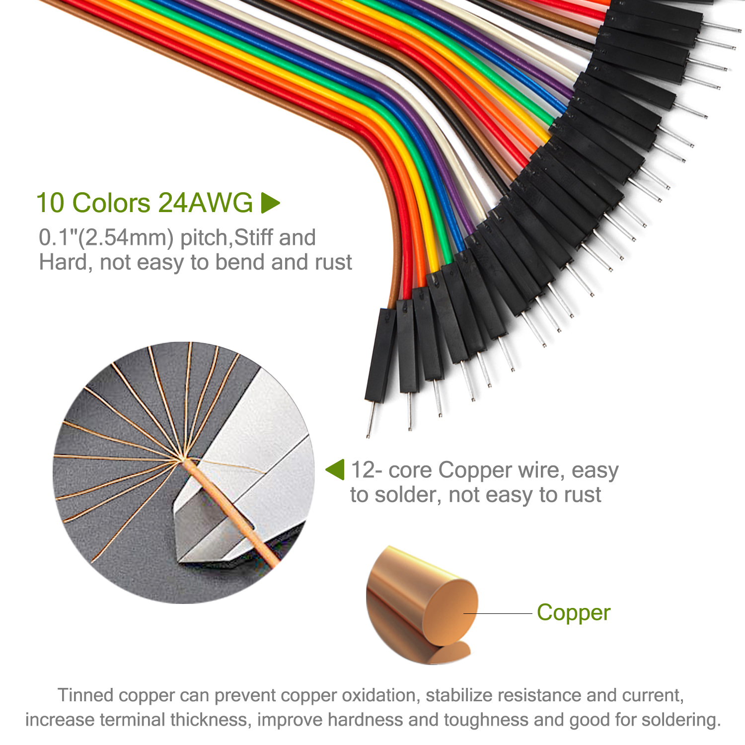 40-120 Uds 10cm 20cm 30cm Cable Dupont Kit de cables de puente macho hembra 24AWG conjunto de conectores de cinta larga de cobre para placa de pruebas DIY