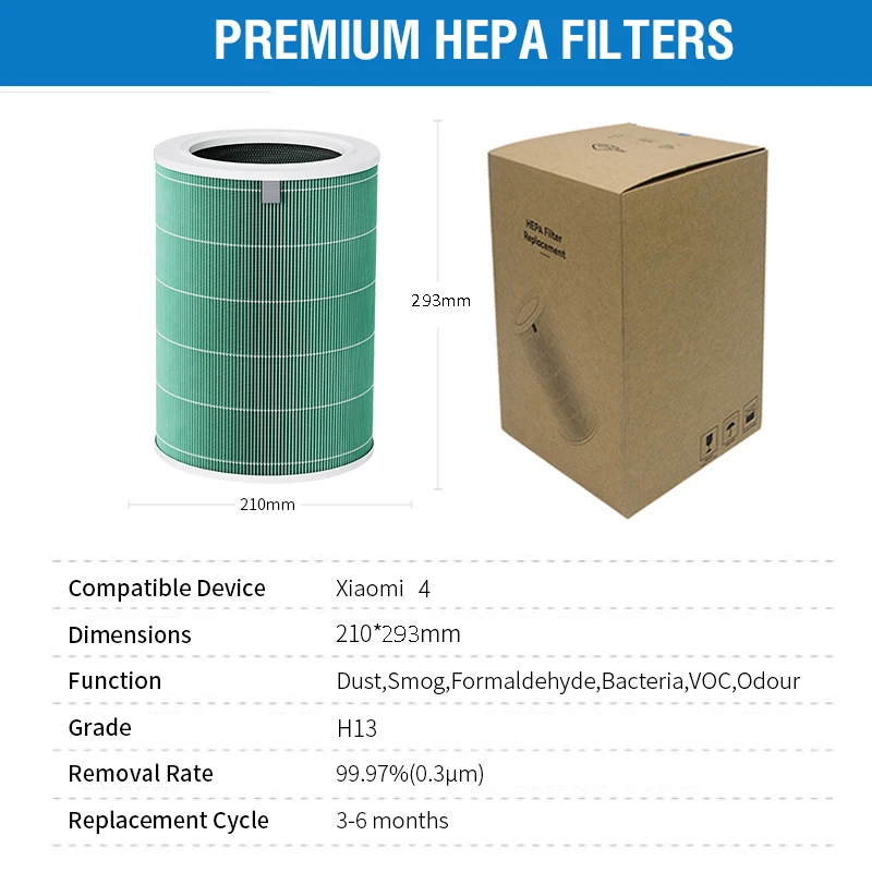 PM2.5 Xiaomi Hepa Filter 4 Xiaomi Activated Carbon Filter 4 for Xiaomi Air Purifier 4 Xiaomi H13 4 Filter