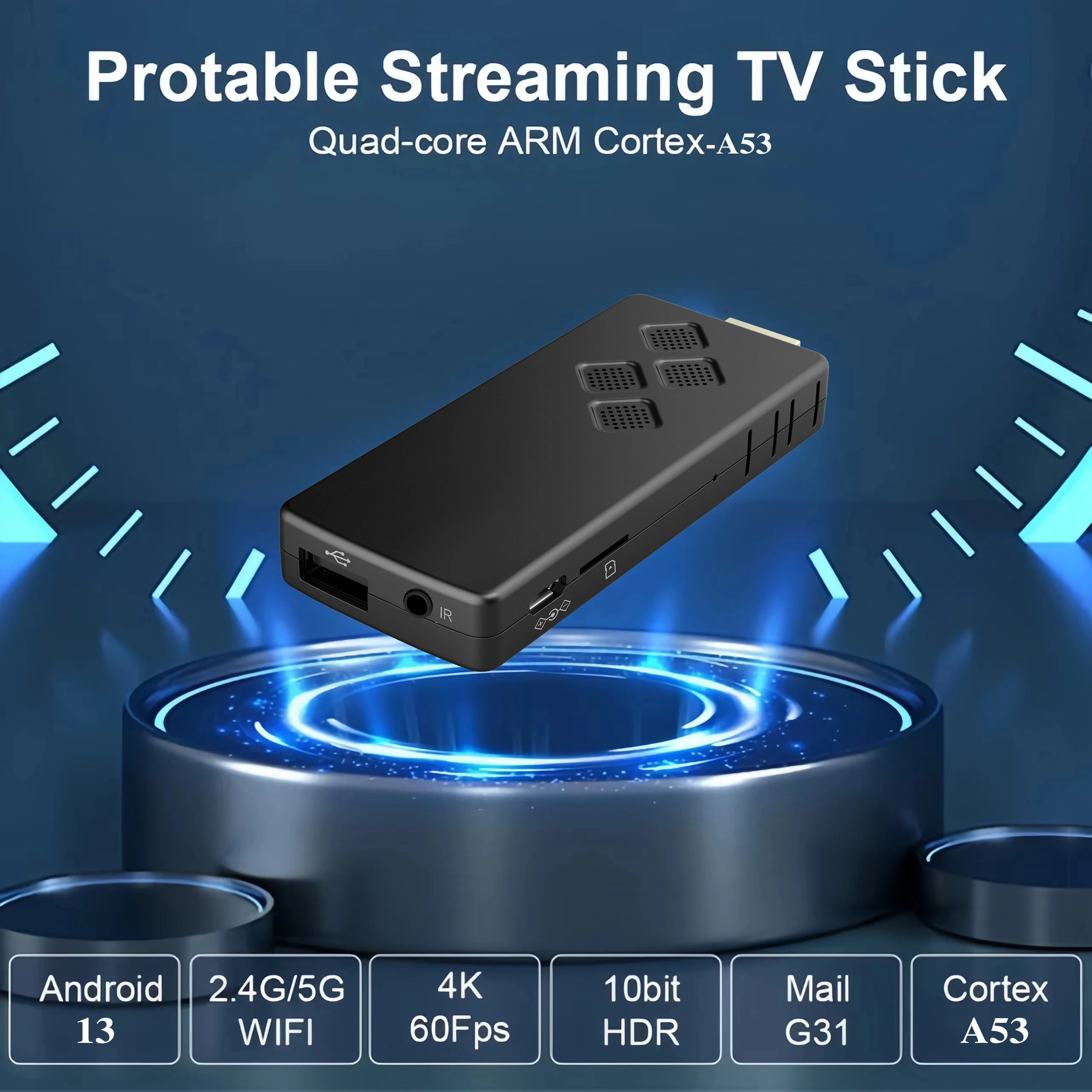 Q2 Smart TV Stick Android13 Allwinner H313 control remoto por voz 2GB 16GB 8GB Quad Core Dual WIFI 2,4G y 5,8G 4K 1080P 3D Asistente de Google
