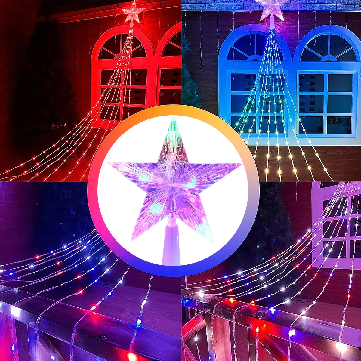 คริสต์มาส Pentagram กันน้ํา String Light พลังงานแสงอาทิตย์กลางแจ้งเทศกาลตกแต่ง 3 M/2 M Led Fairy โคมไฟ 8 โหมดครอบครัว party Holida