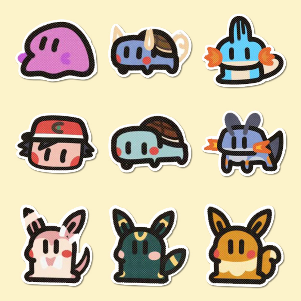 90 Uds Pokemon pegatinas Kawaii pegatina de la vieja escuela Charmander Pikachu Psyduck artista trabajo regalos para niños para bicicleta guitarra portátil