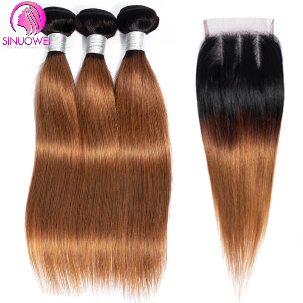 1b 30 pacotes com fechamento em linha reta pacotes de cabelo humano com 4x4 fechamento de renda transparente cabelo humano brasileiro 3/4 extensões