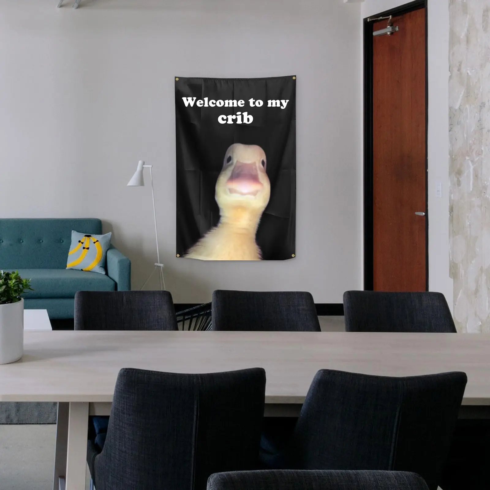 My Crib Flag へようこそ 2x3 フィート 面白いフラグ タペストリー 寮の部屋 ホーム カレッジ装飾用の光沢のある真鍮のグロメット 4 個付き