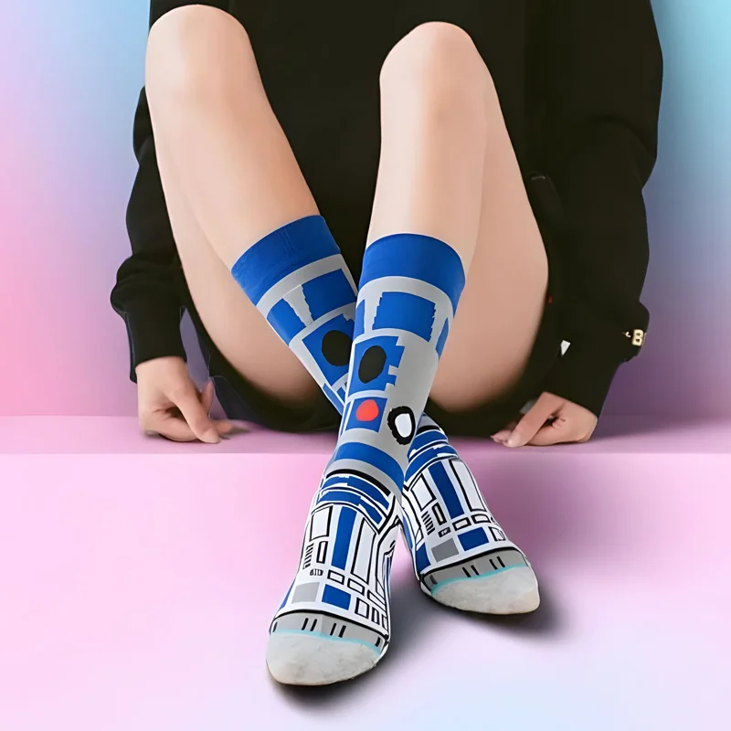 1 par Otoño Invierno calcetines de Anime película calcetines de mujer maestro Yoda R2-D2 calcetines de Cosplay Wookiee Caballero Jedi novedad calcetines de hombre 37-45
