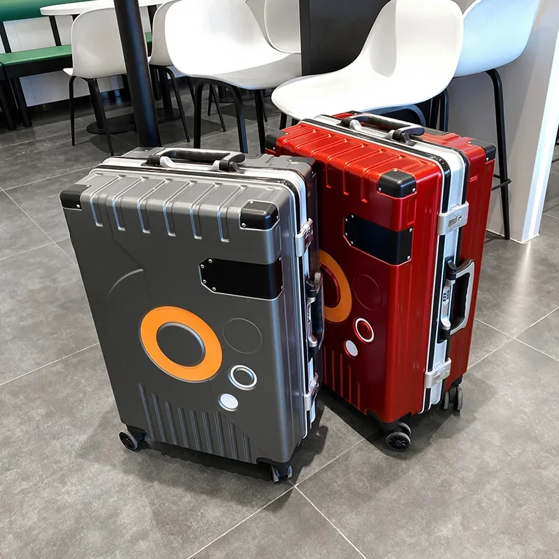 Reise Spinner Gepäck 20/22/24/26 Zoll Aluminium rahmen Roll koffer Mann Frauen Mode Trolley Fall Business Boarding Box