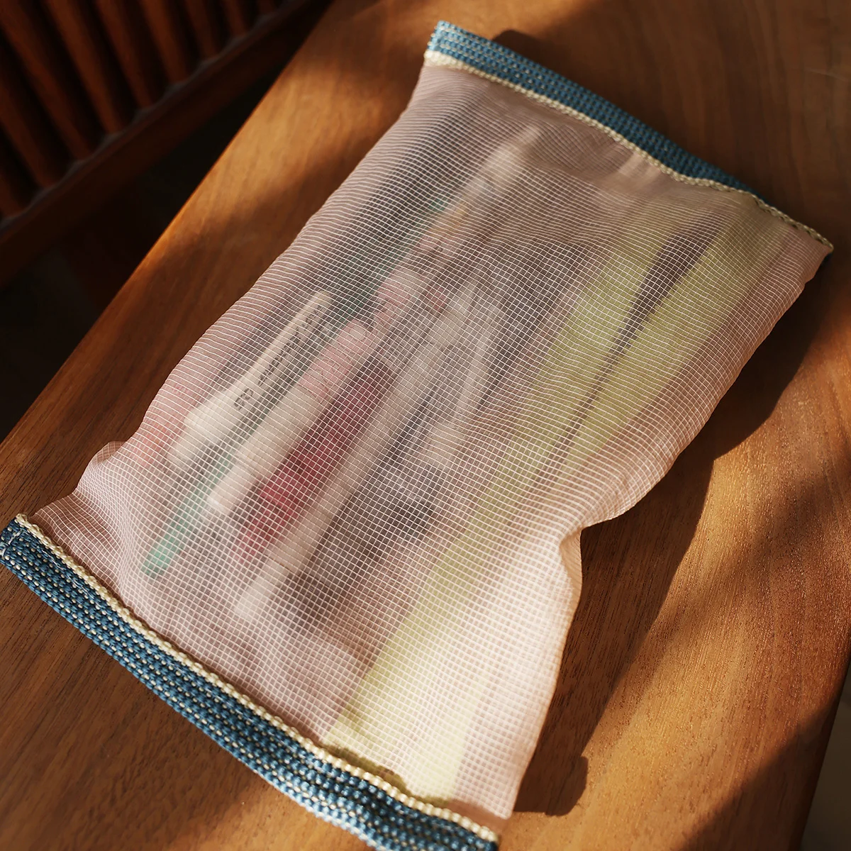 Translucent mesh nylon storage bag ID bag travel ticket data line pen storage portable thin foldable Cosmetic bag Pencil Case