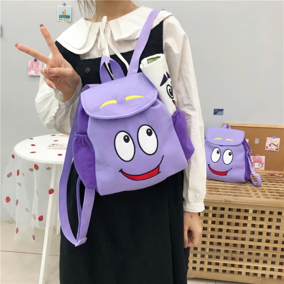Borsa di salvataggio per zaino Dora Explorer con mappa, giocattoli per la scuola materna, regali di Natale viola