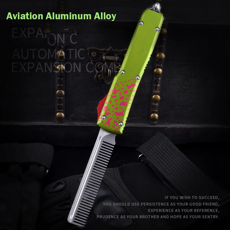 Aviation Aluminum Comb EDC Straight Jump Automatic Telescopic Creative Tool 420 Steel Comb Mini Portable EDC Tool