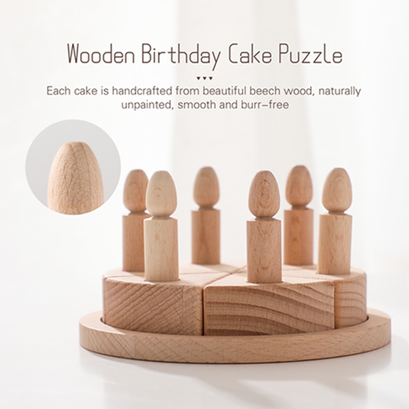 Decoraciones para fiesta de cumpleaños de bebé, pastel de dibujos animados de madera, juguetes Montessori, accesorios de fotografía para recién nacidos, juguetes de madera, regalo para bebé