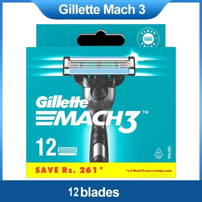 Gillette Mach3 recambios de maquinilla de afeitar para hombres recambios de cuchillas de afeitar con lubrastrip cuchillas de 3 capas cartuchos de barba facial de corte rápido
