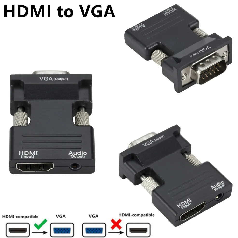 LccKaa VGA Sang HDMI-Tương Thích Bộ Chuyển Đổi 1080P HDMI Sang VGA Dành Cho Máy Tính Xách Tay Máy Tính Để HDTV Máy Chiếu âm Thanh Video