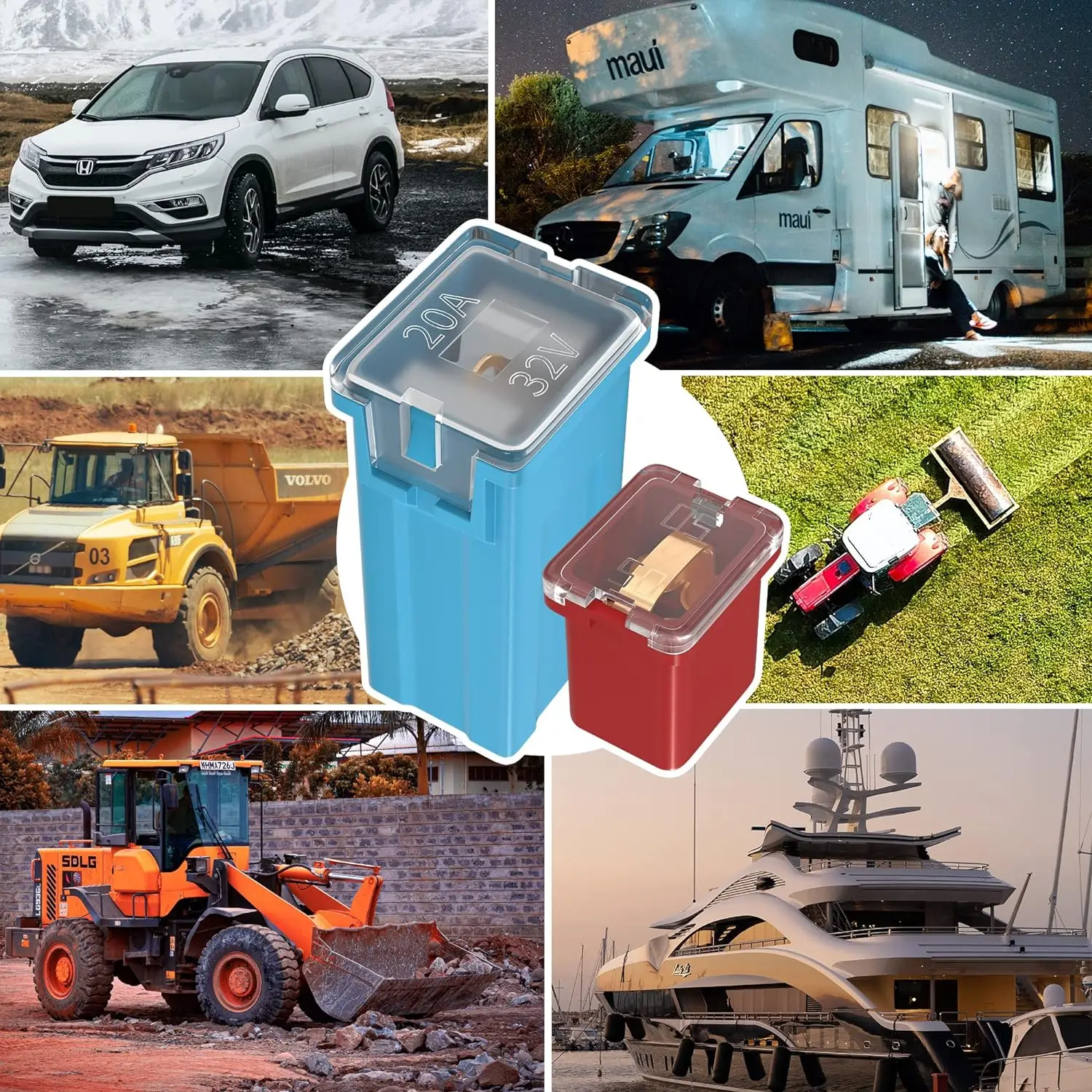 DaierTek 36 個 Jcase ヒューズ自動車用トール/標準およびロープロファイル Jcase ボックス型ヒューズ詰め合わせキット 20A 30A 40A 50A 60A 80A