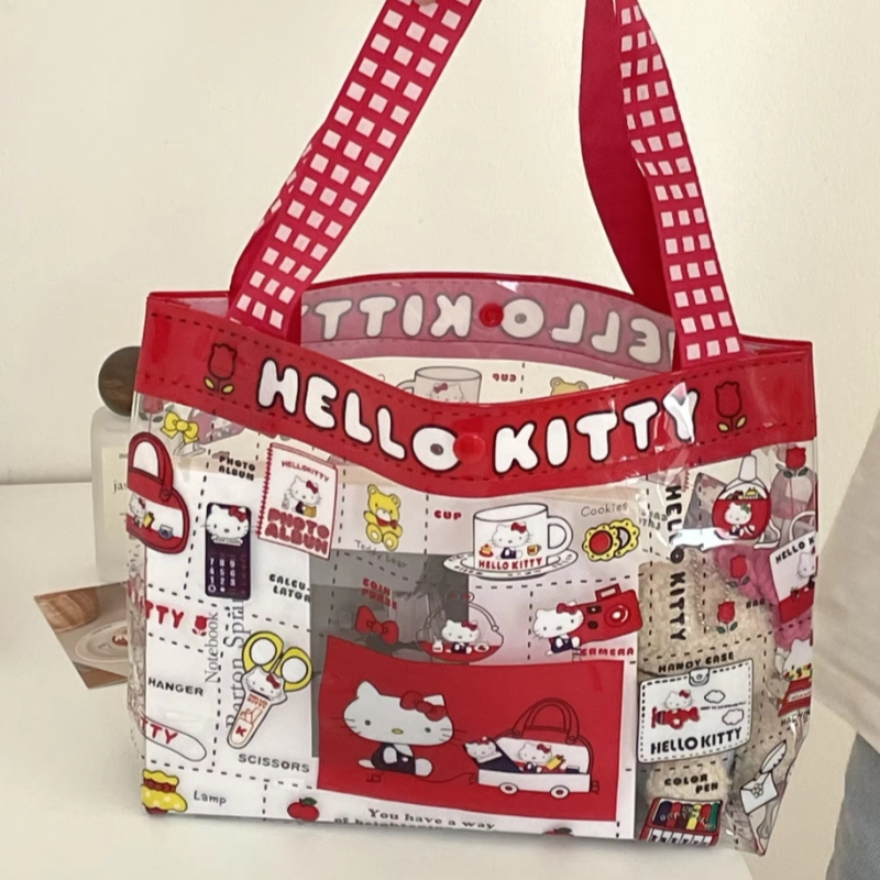 Meisje Kat PVC Handtas Schattig Schattig Helder Waterdicht Grote Capaciteit Zwemtas