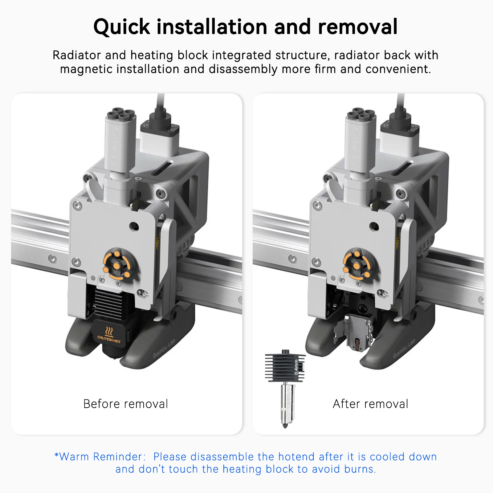 For Bambu Lab A1 mini Hotend Kit 0.2/0.4/0.6/0.8MM Nozzle Hardened steel For Bambu Lab A1 Nozzles Assembly 3D printer Hotend