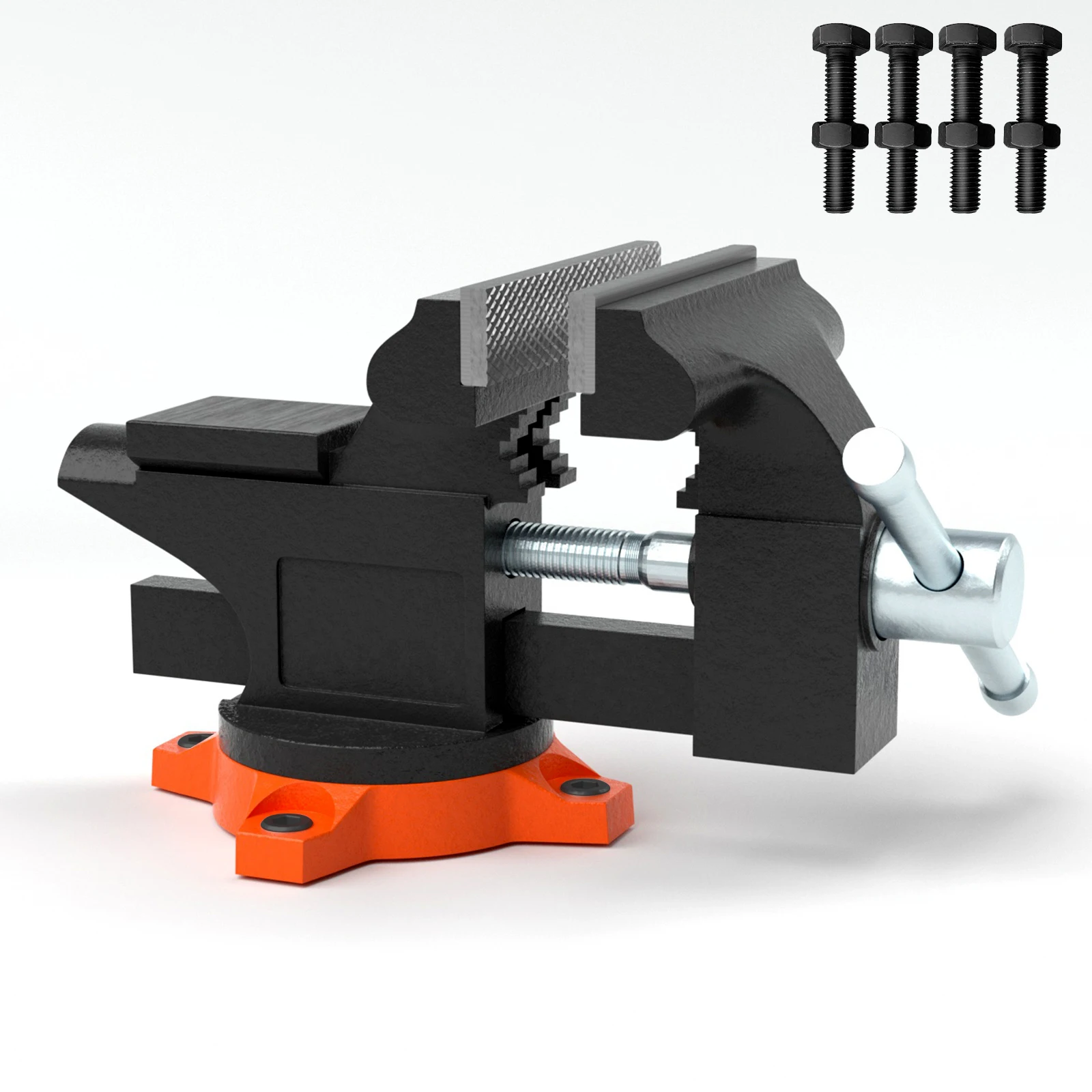 Torno de bancada SucceBuy 4,5" 6" 6,5" multiuso, base giratória e bigorna de ferro fundido resistente para perfuração, corte de conduítes, lixar