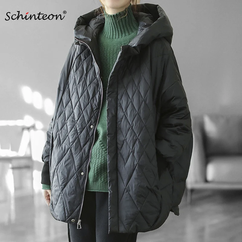 on Vrouwen Licht Witte Eend Donsjack Casual Losse Over Size Herfst Winter Uitloper Met Kapuze Jas 2024 Nieuw