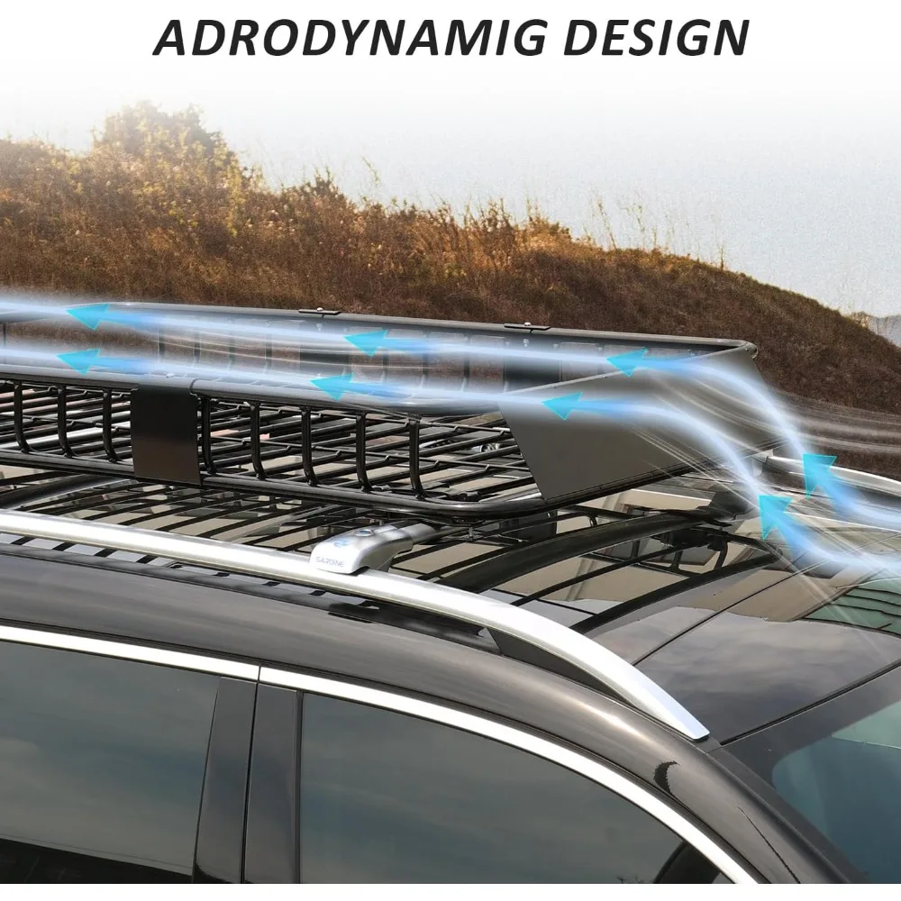 250LB Capacity Heavy Duty 64" x 39" x 6" Roof Rack Cargo Carrier Basket – Includes Cargo Net, for SUV/Truck/Van