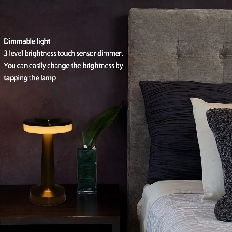 Lampe de bureau en métal USB Rechargeable Portable humeur lig tactile lampe de Table chevet veilleuse pour Bar KTV hôtel café chambre