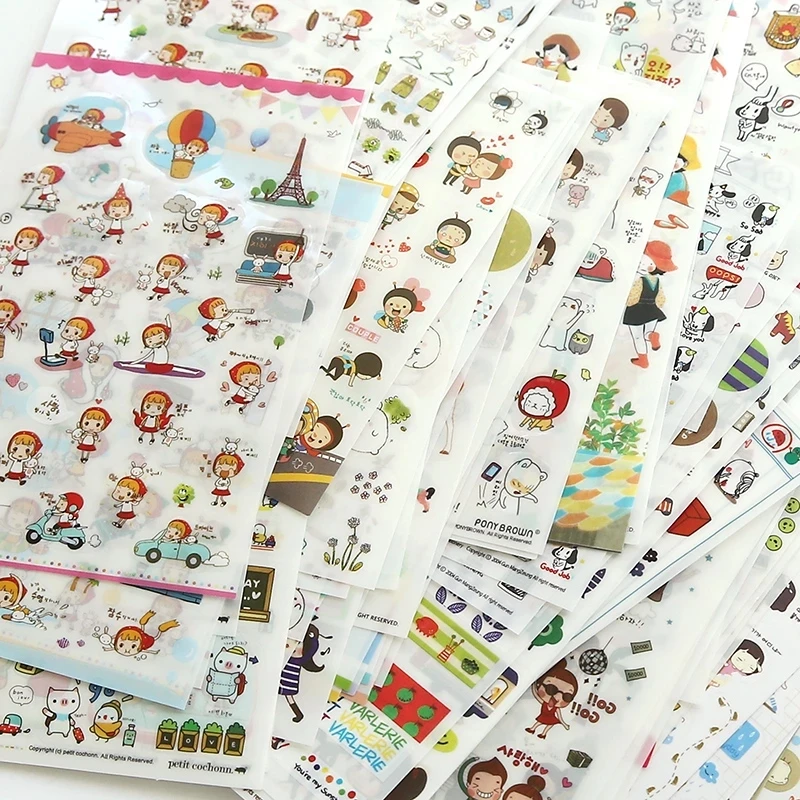 6 ピース/ロット韓国防水漫画かわいい透明 Diy 装飾ステッカーハンドアカウントステッカーかわいいプラスチックカップステッカー