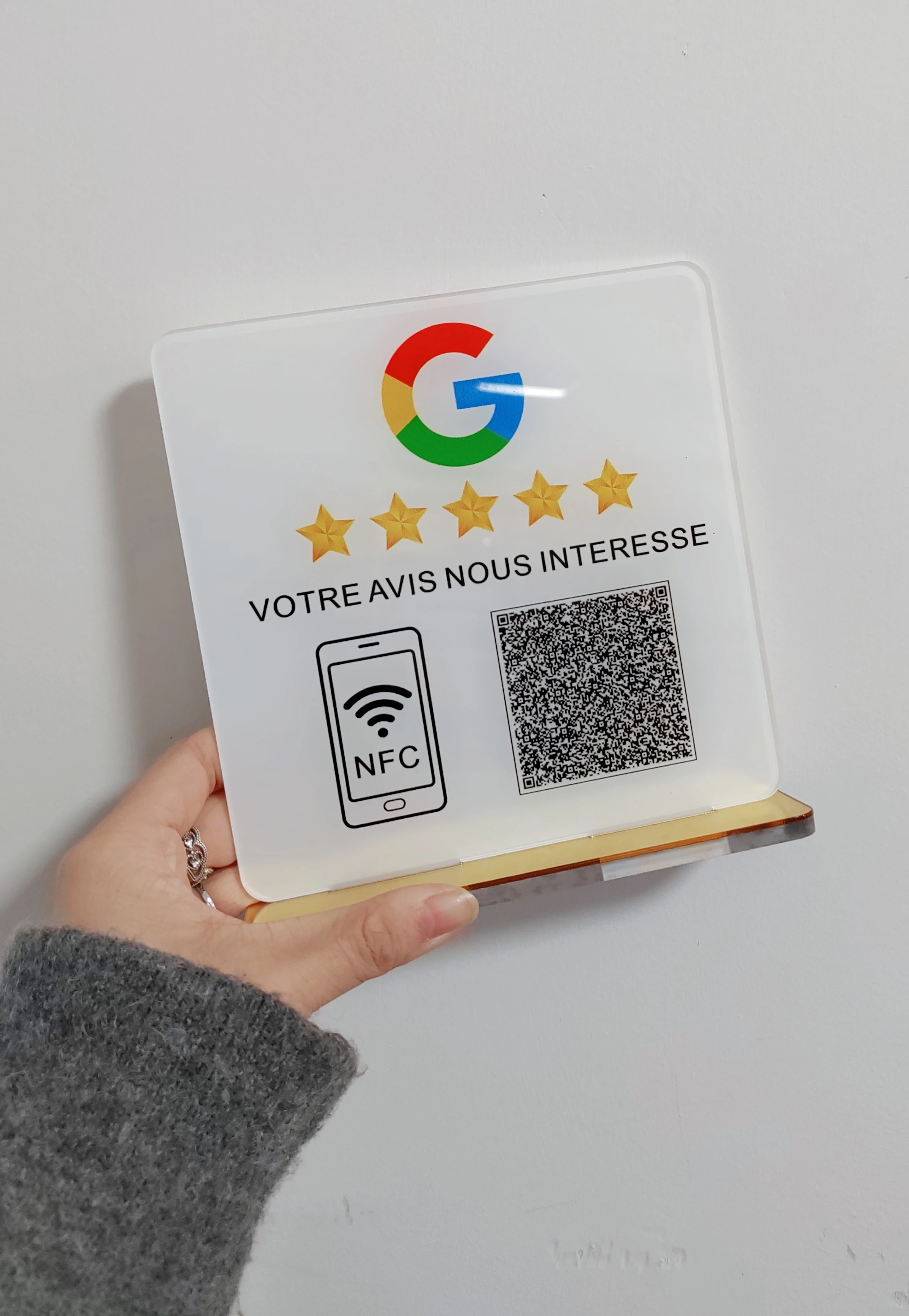 Custom Google Review Sign with NFC Scan code Acrylic Social Media Signs For Your Business Retail Store Decors