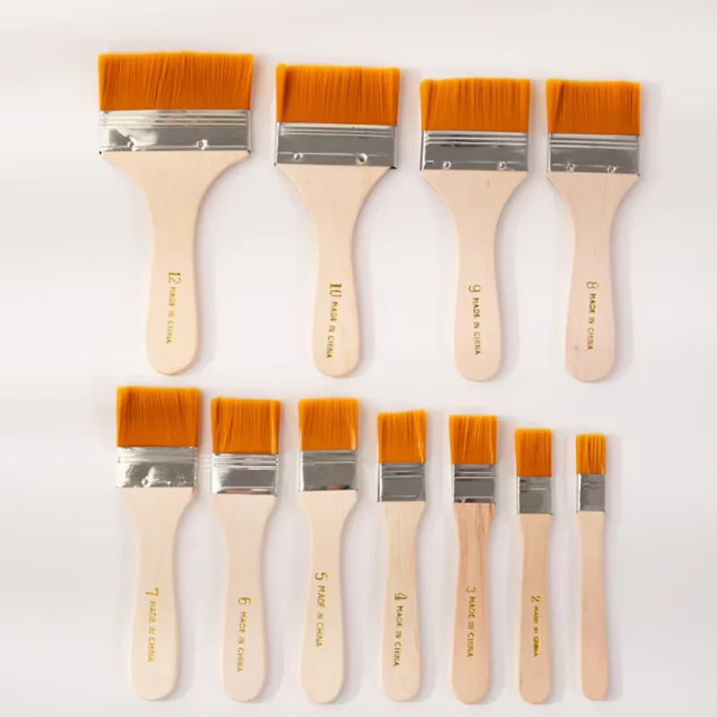 Set di pennelli in nylon con memoria da 12 pezzi/set per disegno a olio acrilico, acquerello, strumenti per pennelli per pittura in legno, materiali artistici