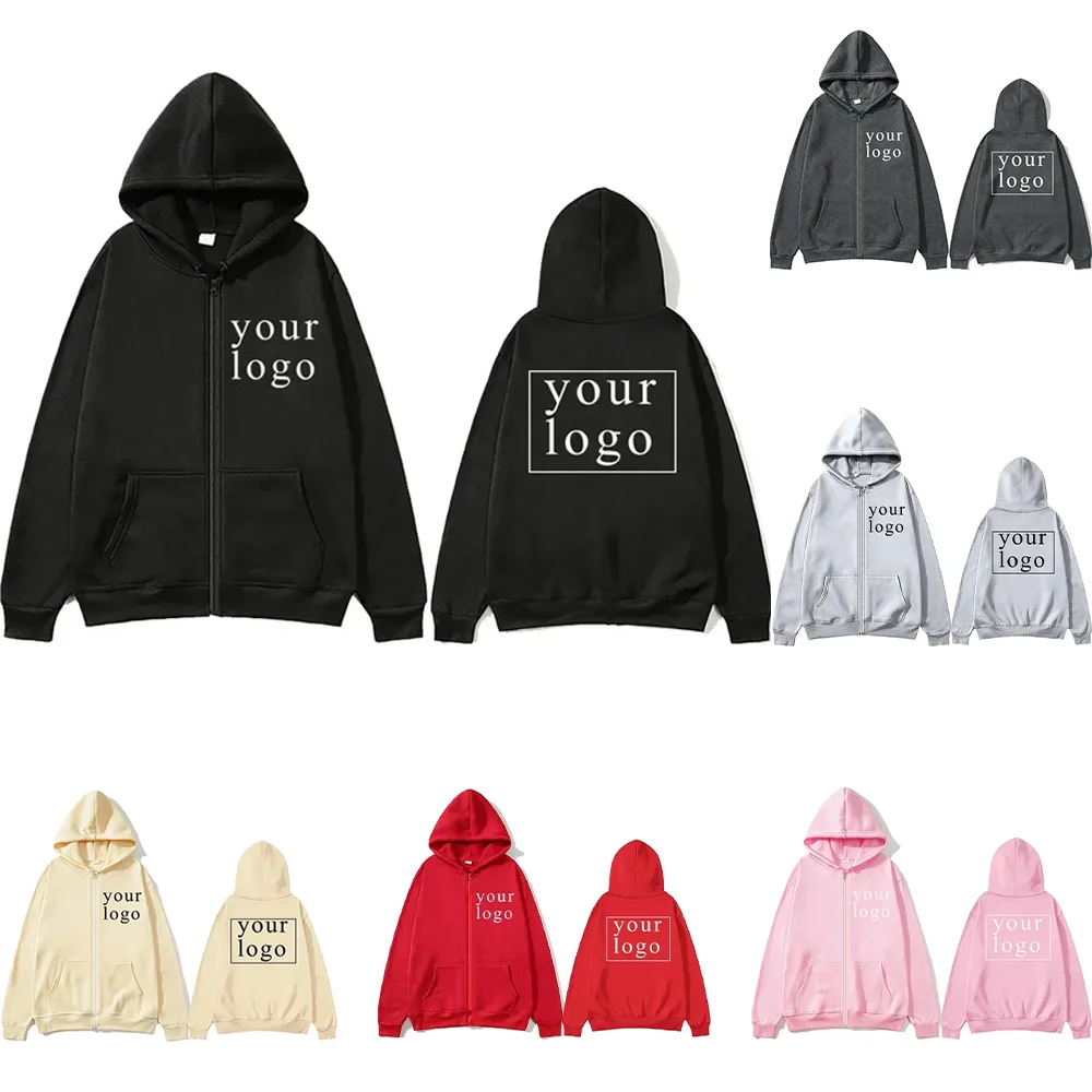 Hombres Mujeres DIY cremallera cardigan sudadera con capucha 2025 nueva moda su propio diseño marca Logo/imagen personalizada en cualquier lugar