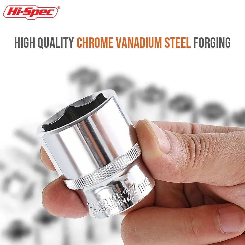 Hi-Spec 8-36mm 1/2" Drive Deep Impact Socket Set CR-V Steel Ratchet Wrench Socket Hex Sockets Nut Removal Hand Tools Sockets Set