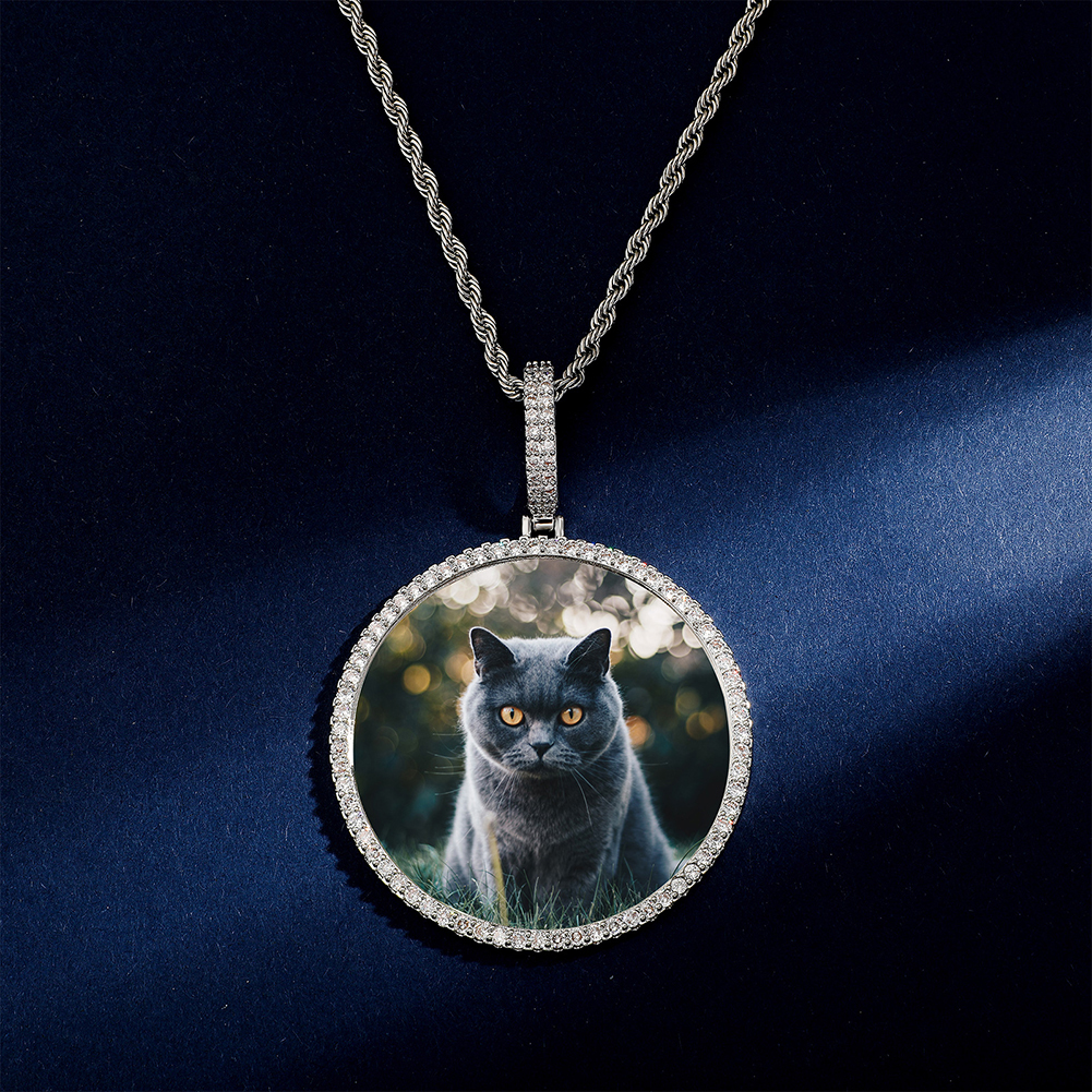 Topgrillz colar grande/pequeno redondo personalizado com foto nft, para arte digital e criptografar, pingente de casal, joia de hip hop, presente