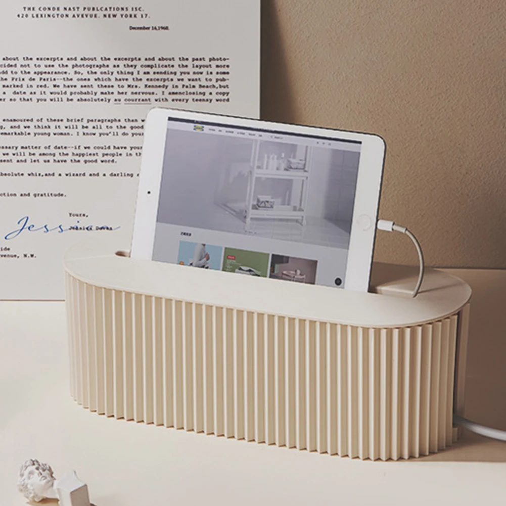 Cable Tidy Box Cable Management Box Large Capacity Desktop Cord Organizer with Lid Cable Organizer Box for Hiding Messy Cables