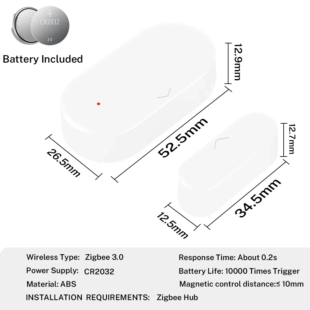 Zigbee 3.0 Tuya Czujnik drzwi Czujnik okna Kompatybilny z Alexa Google Assistant Bezpieczeństwo w domu dla inteligentnego domu Smart Life APP