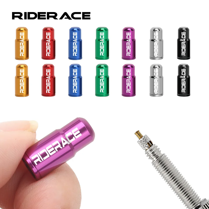 RIDERACE Bicycle Tire Valve Cap Aluminum Alloy CNC MTB Road Bike Tube Tyre Gas Nozzle Cover for FV Presta Valve Dustproof