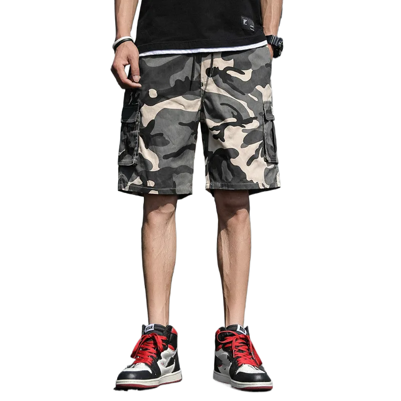 Pantalones cortos de camuflaje para hombre, ropa informal de algodón con bolsillo, Media Cordón de cintura, holgados, 7XL