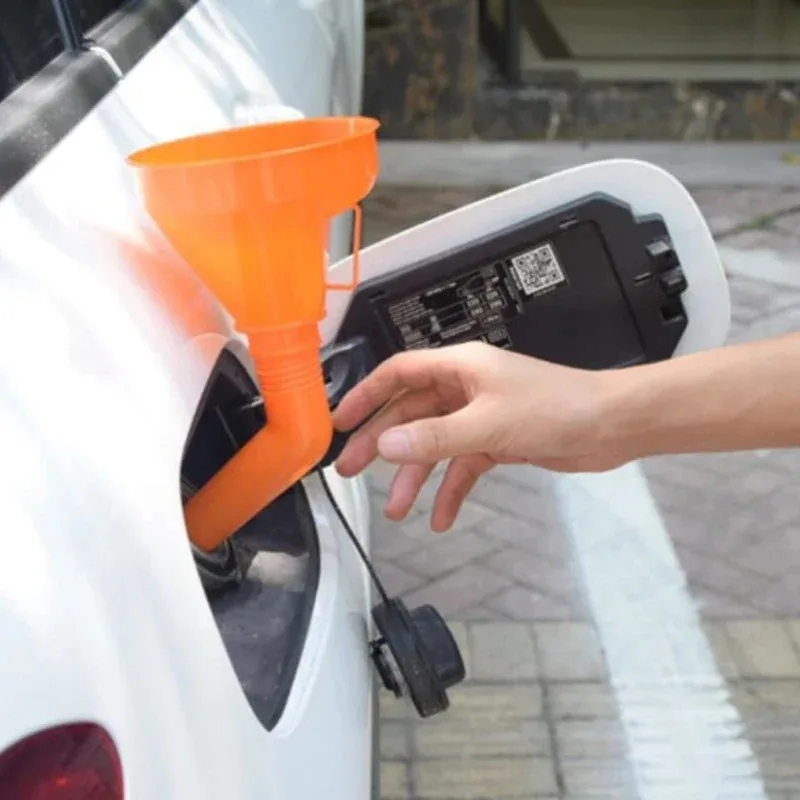 Embudo de combustible automotriz flexible multifuncional, herramienta de cambio de aceite y repostaje a prueba de derrames con boca ancha y mango, 1 ud.