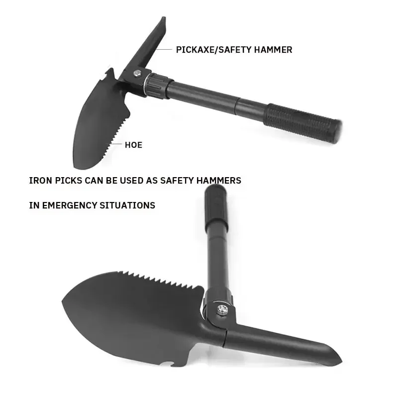 1PC สแตนเลสสตีลวิศวกรพลั่วทหารพลั่วพับกลางแจ้ง Multifunctional Camping ตกปลาพลั่ว Pickaxe สําหรับรถยนต์