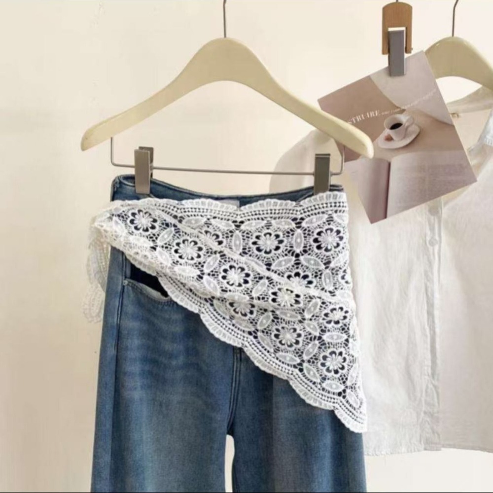 Moda renda guarnição peido cortina fino ajuste bonito hip cortina oco y2k mini saia verão