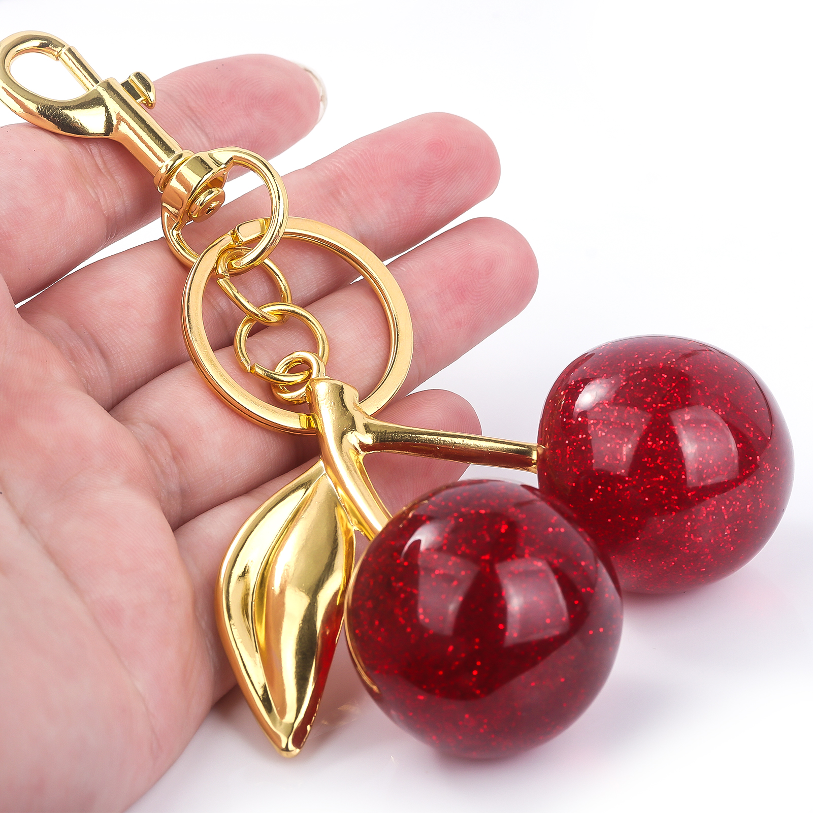 Red Cherry Bag Charm Keychain Exquisite Elegant Small Fresh Cherry Y2K Keyring for Women Backpack Purse Pendant Accessories Gift