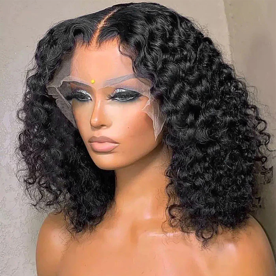 12Aสั้นBobวิกผมDeep Wave 100% ผมมนุษย์Wigs Ready To Go GluelessวิกผมบราซิลWater Waveวิกผมลูกไม้ด้านหน้าด้านหน้าสําหรับผู้หญิง